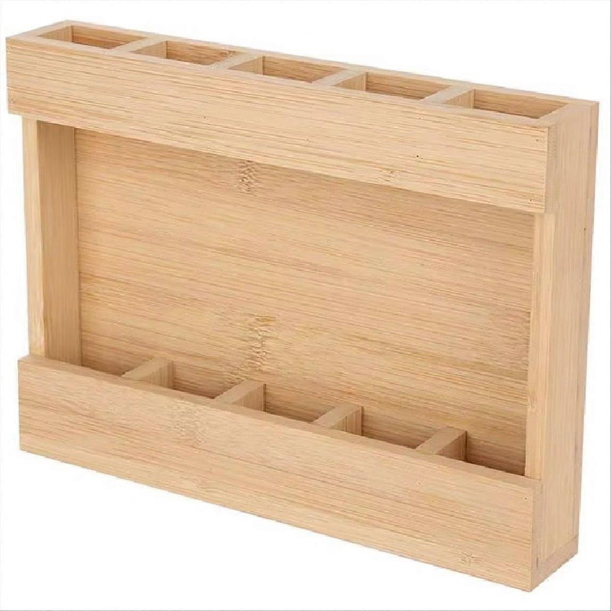 Straw Storage Organizer Wood Utensil Container