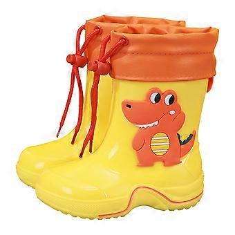 Regenlaarzen voor jongens en meisjes met cartoon dierenprint, lichtgewicht, gesloten teen, niet waterdicht, klassieke regenlaarzen voor kinderen, geschikt voor verjaardagen, bruiloften en weekenden, geel, 6-7 jaar
