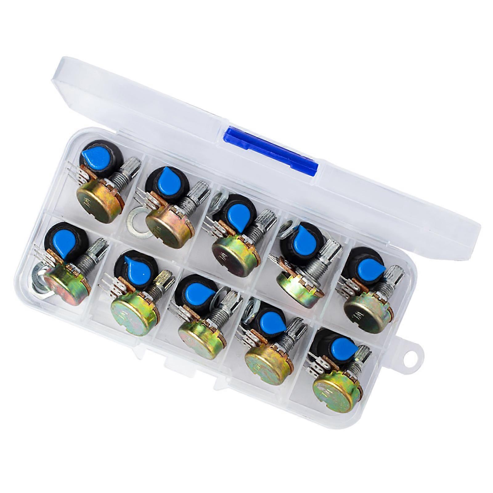 Compactly WH148 Potentiometer Kit with Rotary Knobs Cap For Precise Voltages Regulation In Multiple Electronic Systems  Blue