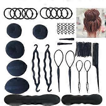 Hair Styling Tools Complete Kit for Women with Bun Maker Braiding and Updo Accessories