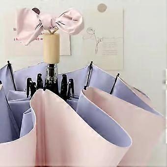 Folding Sun Umbrella UV-blokkering Pure Color Svart gummi solkrem paraply for regn eller skinne rosa og lilla