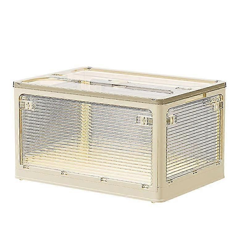 Foldable Storage Box, Transparent Plastic Stackable Organizer, Large Capacity with Secure Lid, Collapsible and Portable for Closet, Bedroom, Office