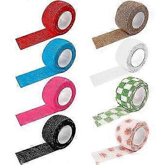 Non-woven Cohesive Bandages in Random Colors Self-Adhesive compatible withDogs and Cats 8 Rolls Pack