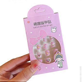 12Pcs Children Fake Nail Kawaii Self-adhesive Fake Nail Set Creative Manicure Art for Kids Decorations