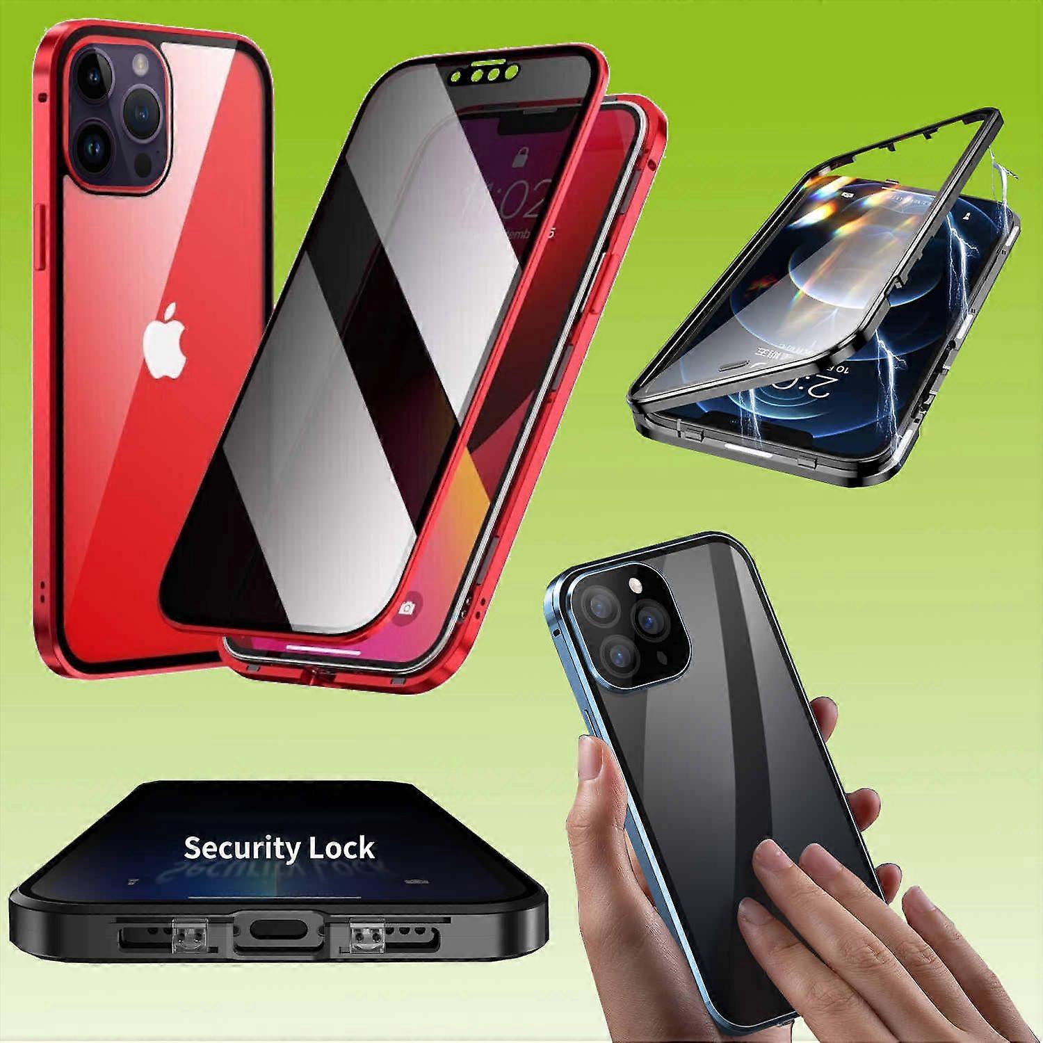 For Apple iPhone 14 Pro Phone Case Double-Sided Magnetic Glass Bumper Privacy New