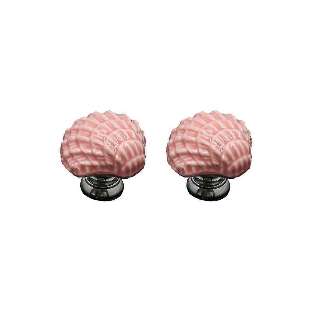 Cartoon Shell Door Knobs Ceramic for Home Use 4Pcs Pink Drawer Pull Handles