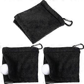 Golf Ball Towel 5.5 X 5.5 Inch Black Golf Wet And Dry Golf Towel Pocket Golf Towel With Clip Ball Towel Golf Ball Towel For Golf Course Exercise