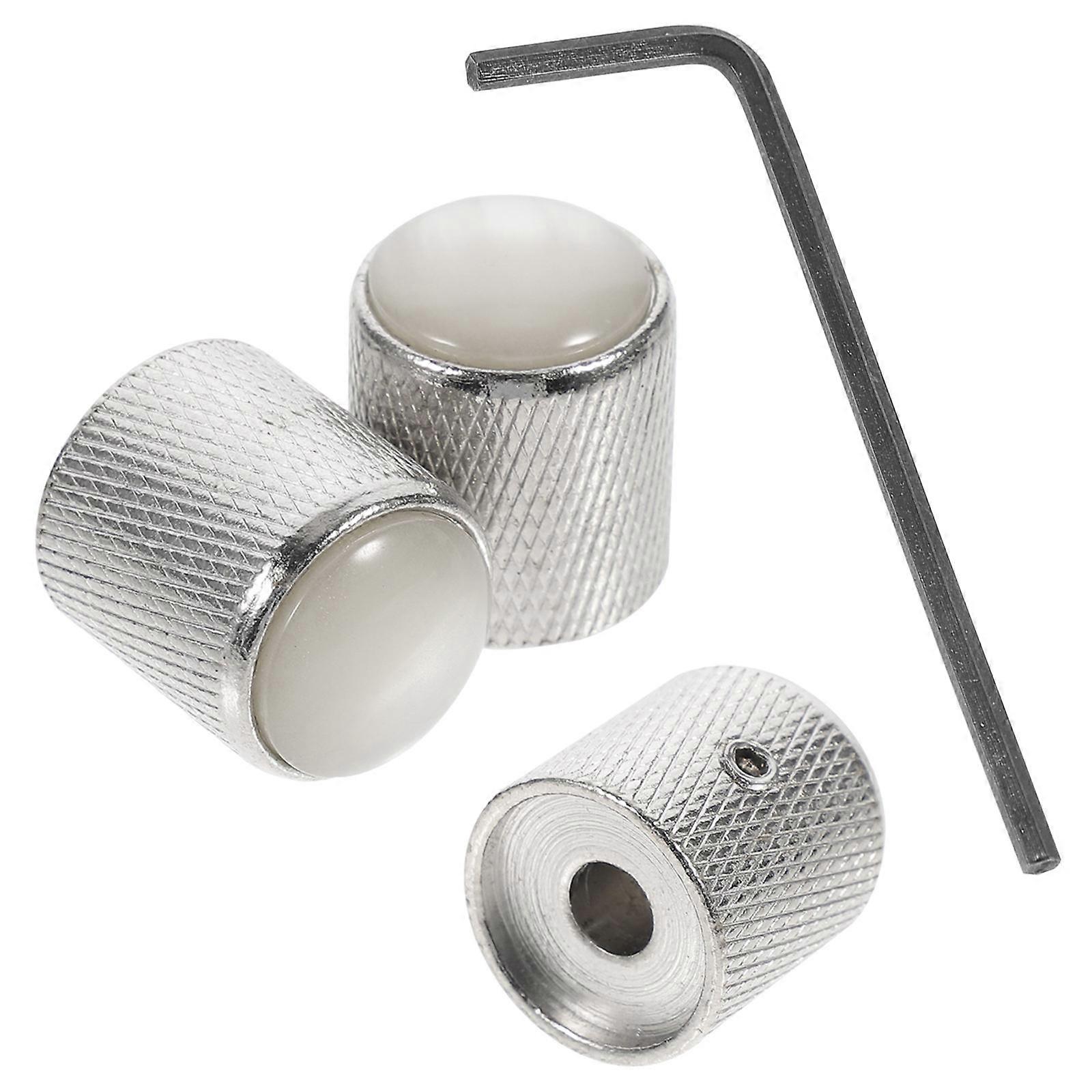 1 Set of Tone Control Knobs Instrument Accessories with Wrench Silver