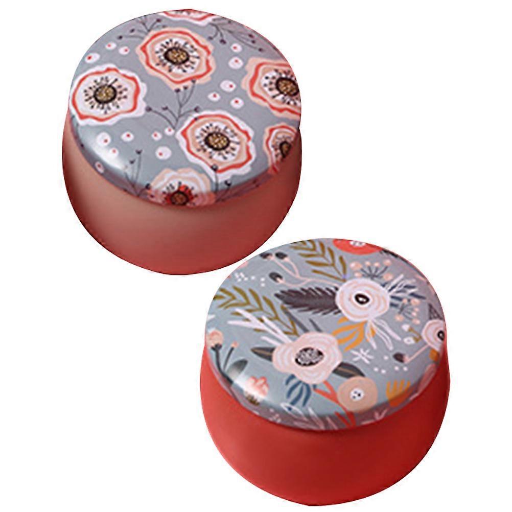 Tinplate Tea Jar Mini Canister for Storage 2Pcs with Unique Pattern