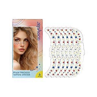 Zephoco Sparkling Freckle Tattoo Stickers Star Sparkling Decoration Available In Red, White And Blue For Facial Tattoo Stickers