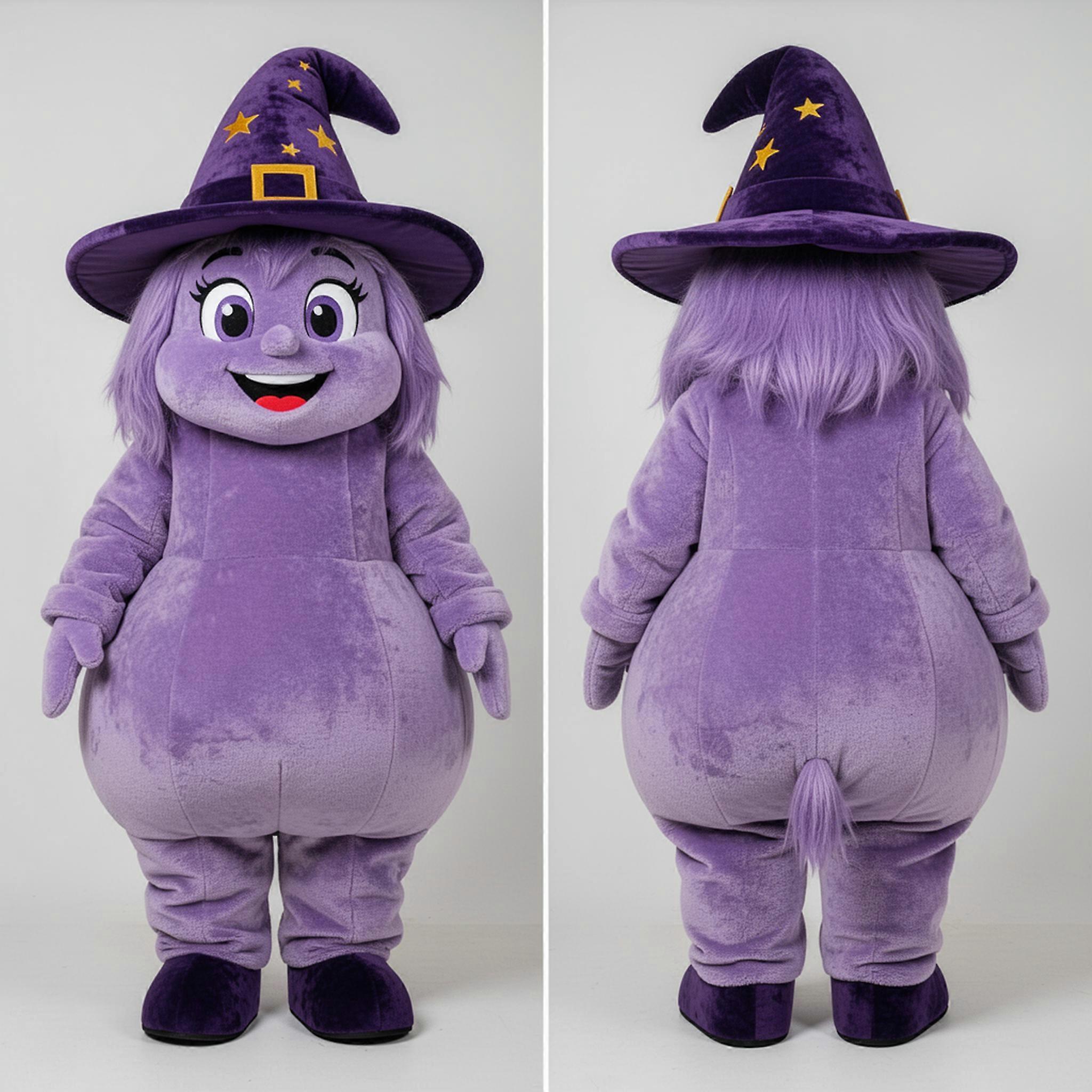 MASTICOT Lavender Cartoon Witch Mascot