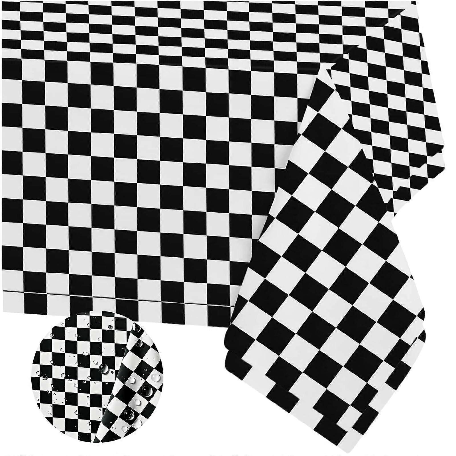 2pcs Black and White Checkered Disposable Table Cloth Table