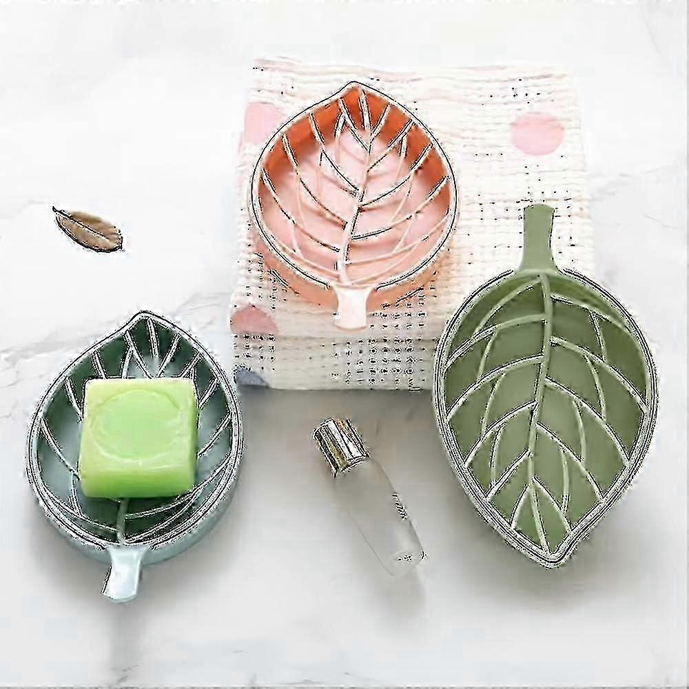 Leaf-Shaped Soap Dish With Drain Tray