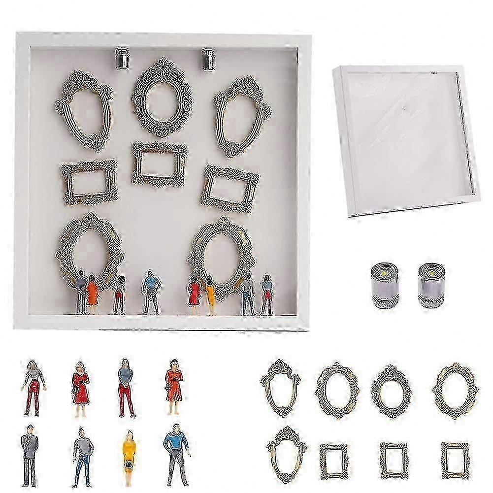 Customizable Mini Museum Shadow Box with Gold Frames and Figurines compatible with Wedding Anniversary Present