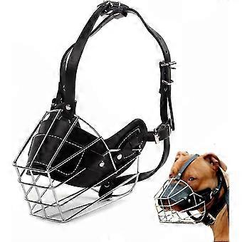 Adjustable Wire Basket Dog Muzzle for Large Breeds, Metal Mesh Design for Secure No-Bite Control