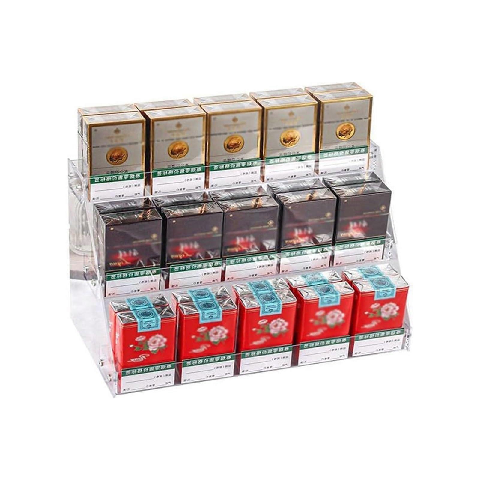 Cigarette Display Rack and Case, Wall Mounted Acrylic, Automatic Pushers, 29.5x20.9x30.8cm