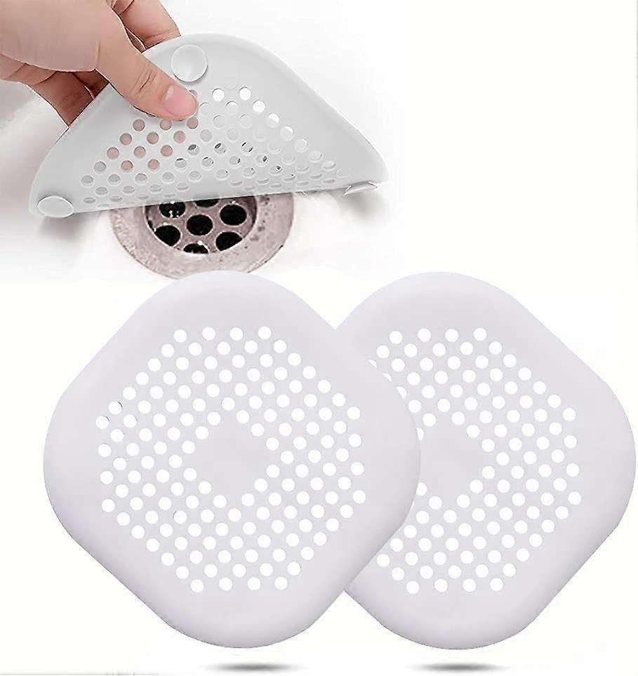 Silicone Drain Protector with Suction Cup, White, 2-Pack