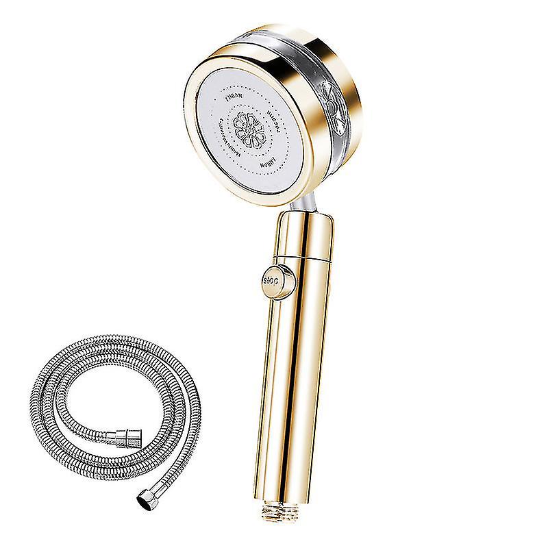 Shower Head And Hose Rotatable 360 With High Pressure And Rain Mode Built In Pressure Fan, Gold