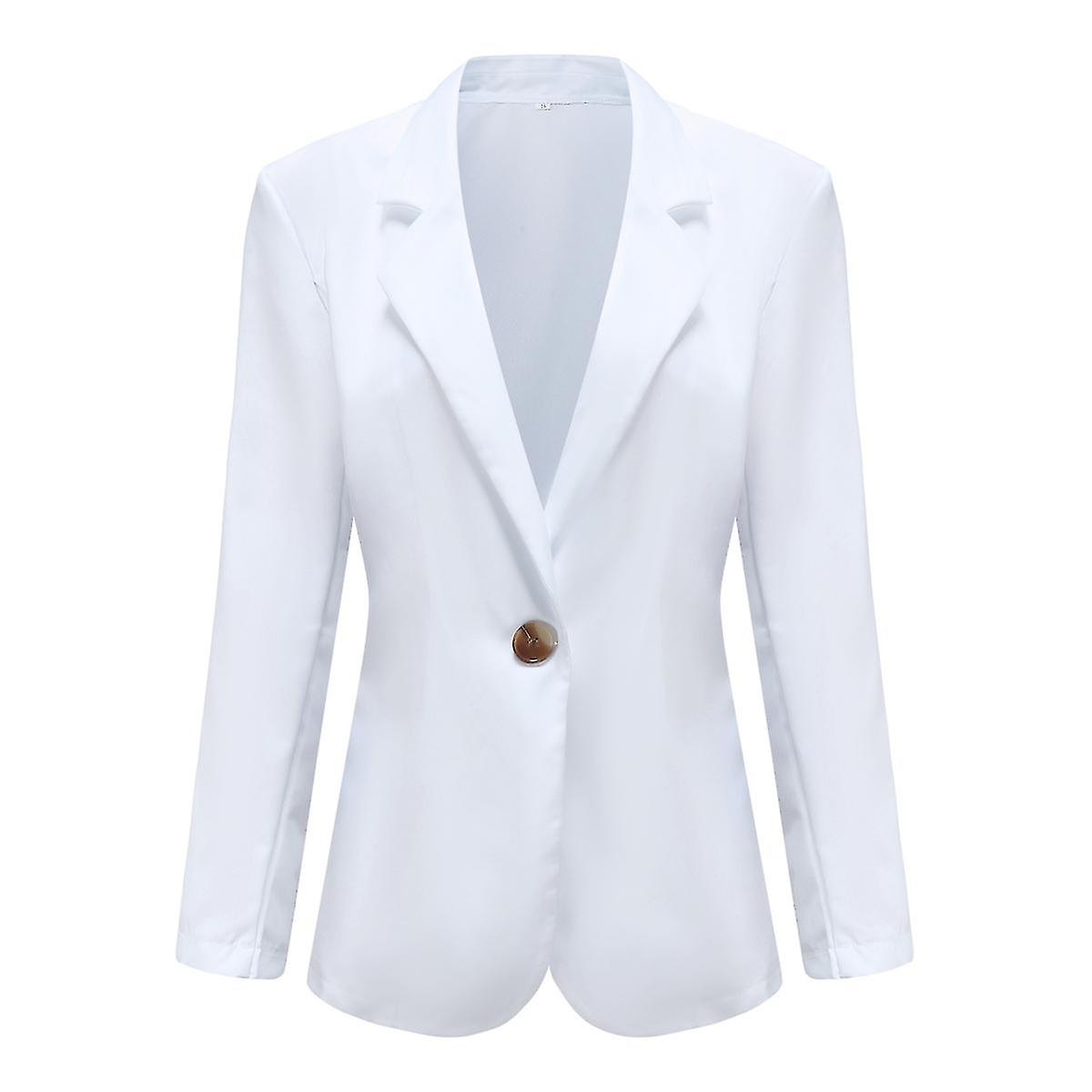 Womens Business Casual One Button Blazer Solid Color Office Lady Slim Suit Jacket