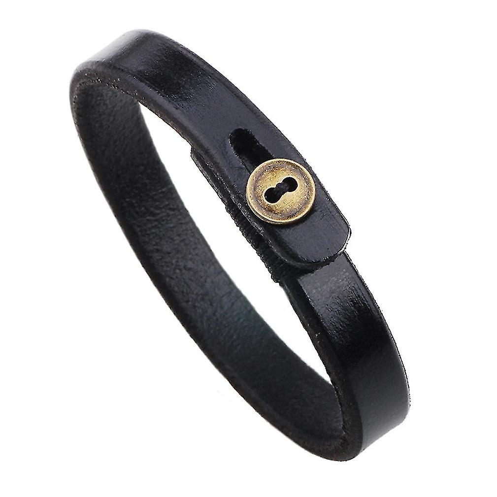 Red Leather Bracelet With Brass Button