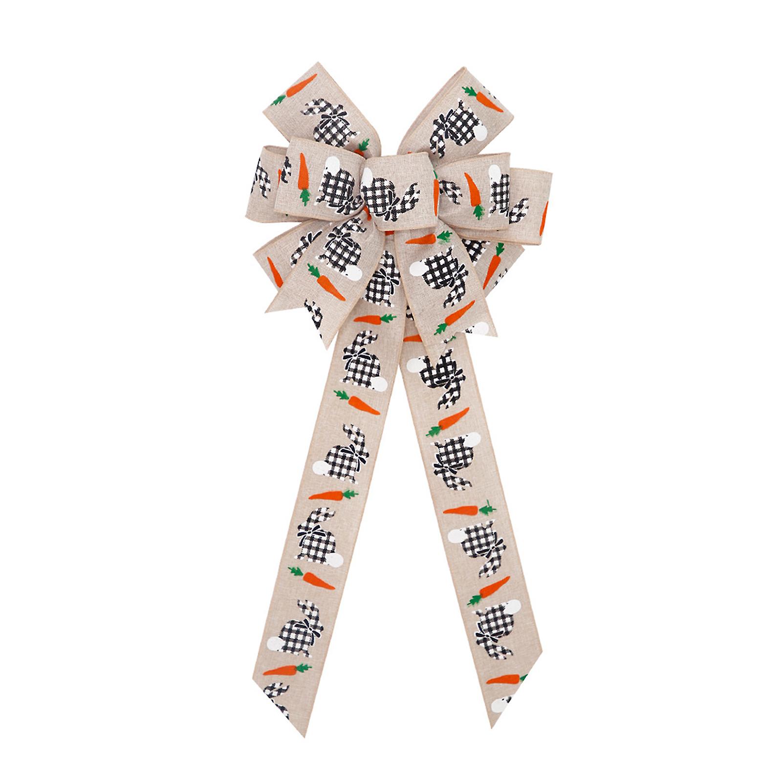 Easter Large Wreath Bow with Carrot Door Wall Decoration Large Colorful Bows Multilayer