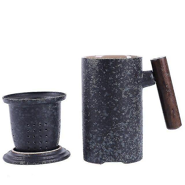 Three-piece Ceramic Office Cup Tea Cup With Creative Ebony Handle