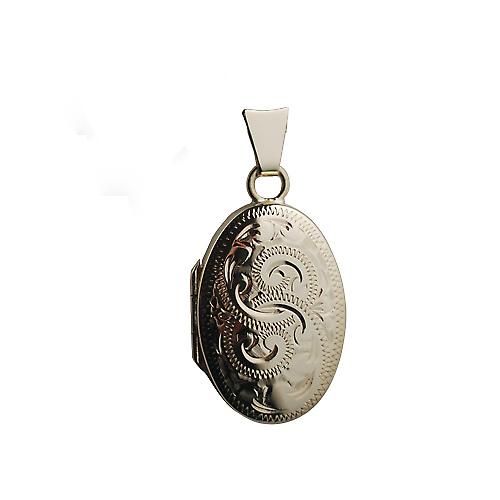 9ct Gold 22x15mm oval hand engraved Locket