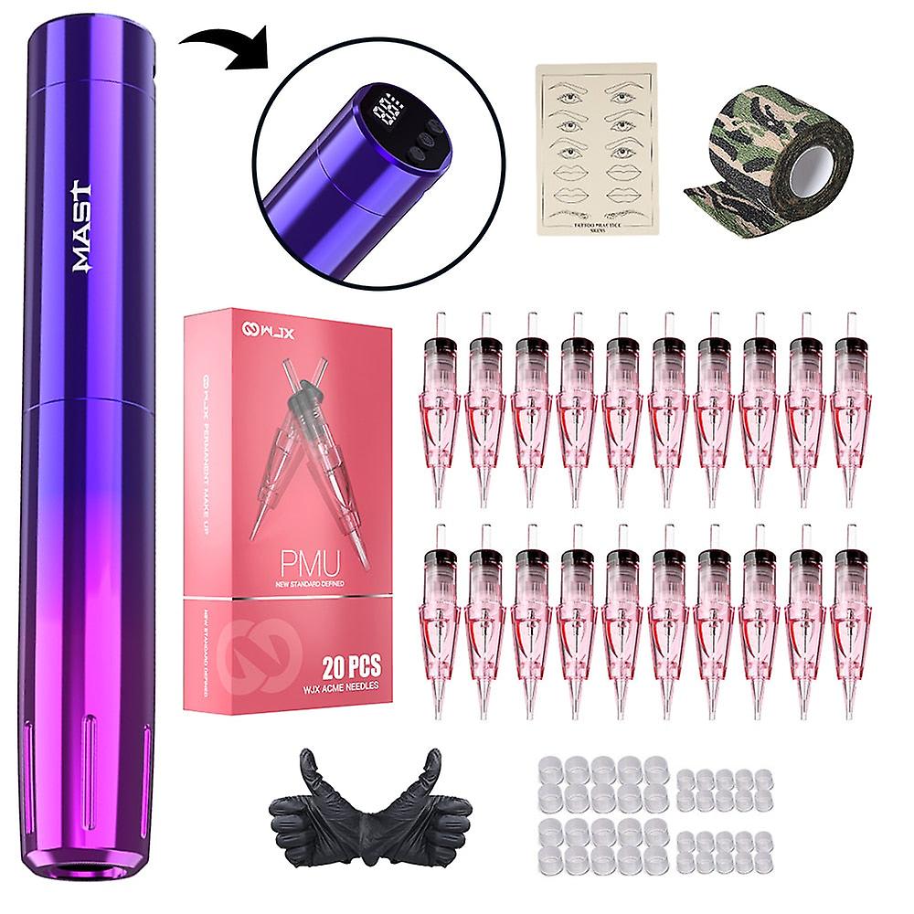 Mast Tour Permanent Makeup Machine Rca Wireless Rechargeable Battery Pen Rotary Tattoo Pen Kit With Wjx Cartridge Set