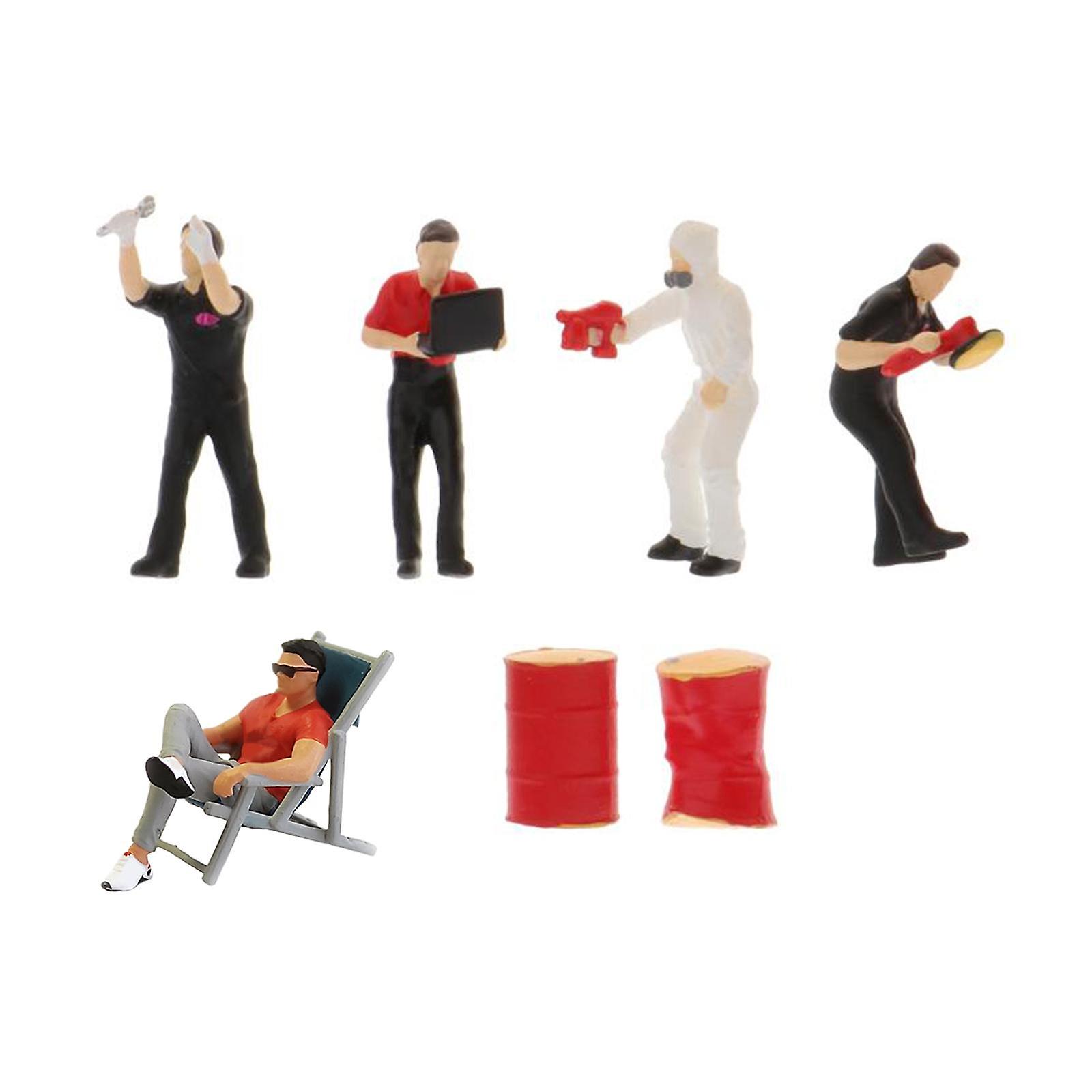 7x Model People Repairman Character Doll Accessory Table Decoration