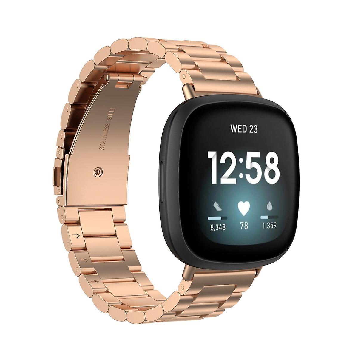 For Fitbit Versa 4 + 3 / Sense 1 + 2 Steel Metal Replacement Strap Rose Gold Smart Watch