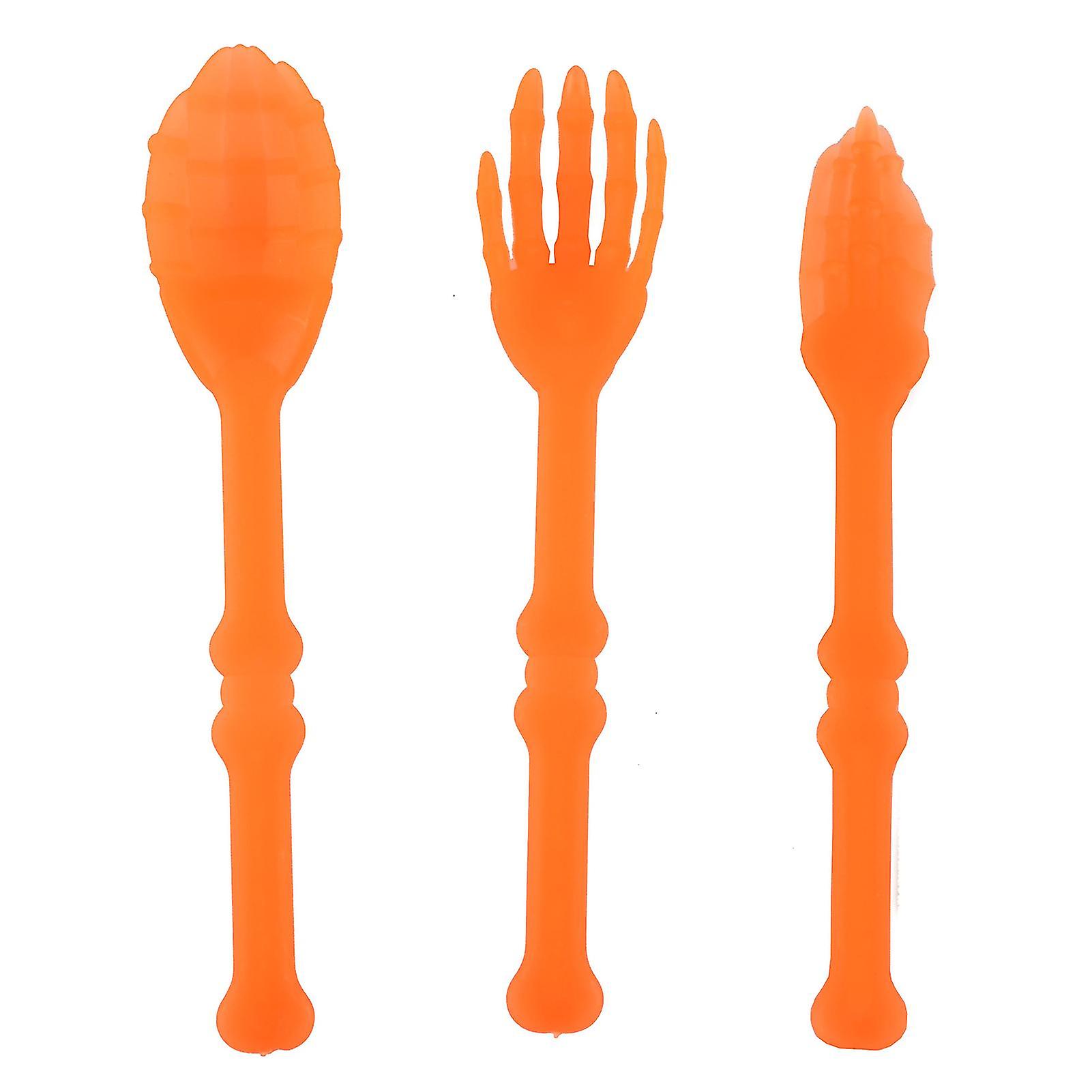 1 Set Eco-friendly Utensils Fork Hand Bone Shape Pp Spoon Cutter Cutlery Set Party Supplies For Home