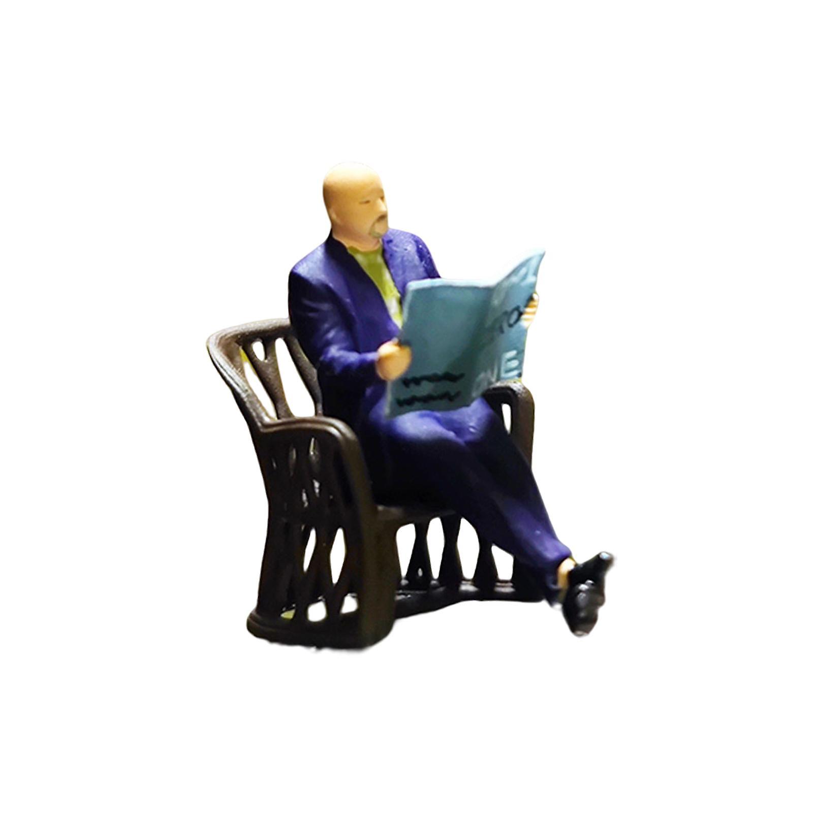 1:64 Scale Tiny People Train Railway Dioramas Miniature Collection Retriever man with book