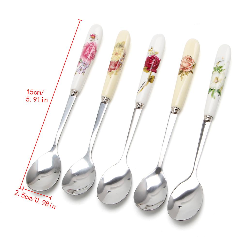 Coffee Spoon with Ceramic Handle Milk Powder Scoop Baking Spoons Tool