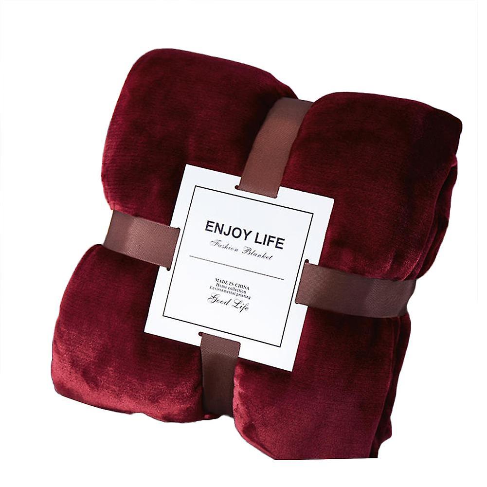 ZHOUBA Winter Solid Color Thickened Warm Flannel Blanket for Car Office Sofa Bedroom