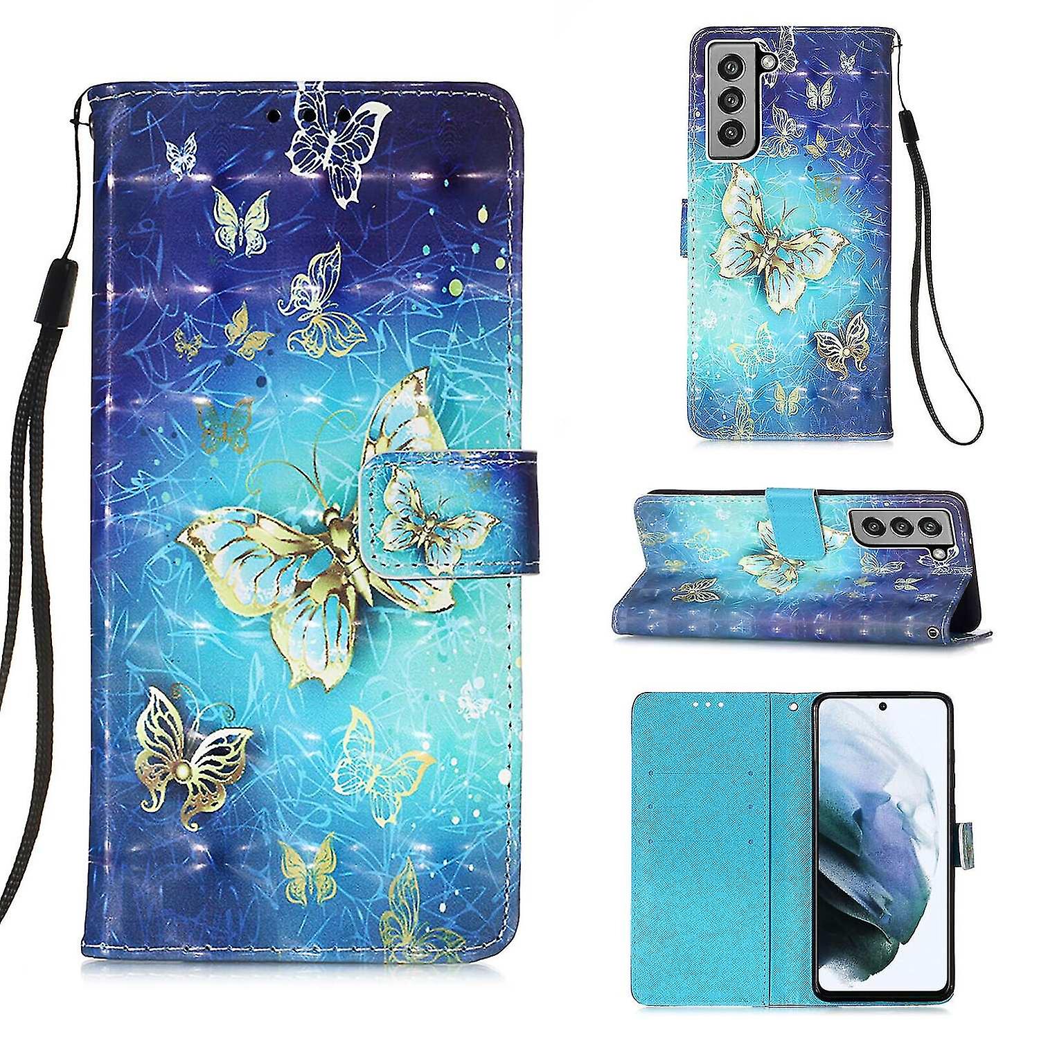 Compatible With Samsung Galaxy S21 Fe 5g/4g Case 3d Pattern Wallet Card Magnetic Etui Cover Folio -