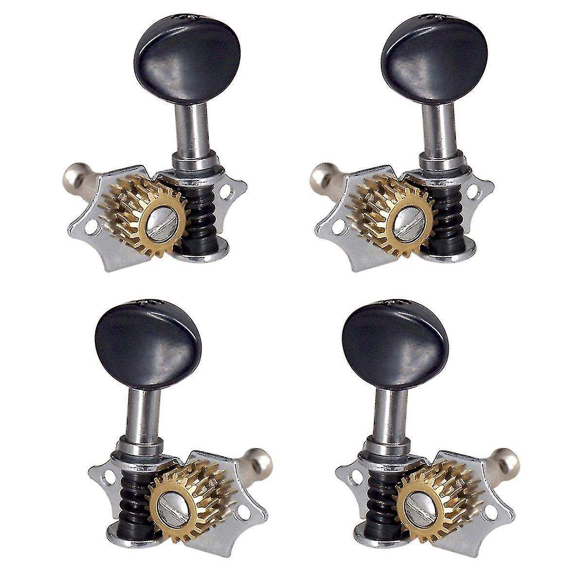 2r2l Metal Ukulele Guitar Open Tuning Pegs Tuners Machine Head Black Knob 4-string Guitar Machine H