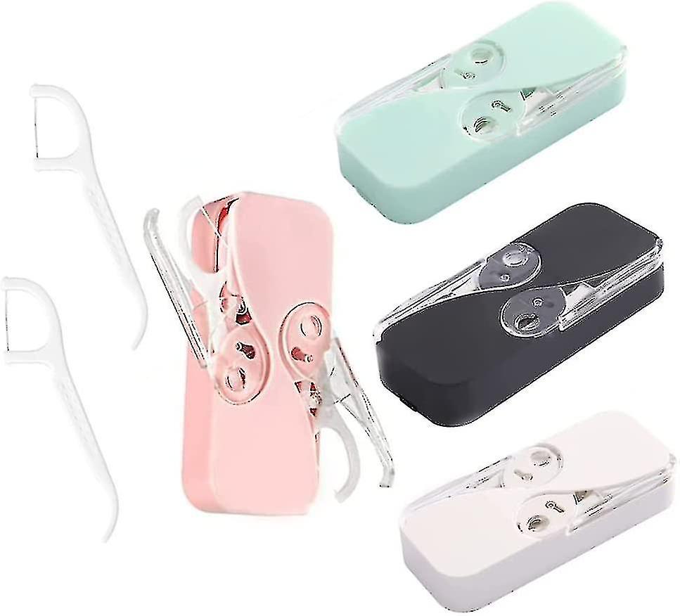4 Pack Dental Portable Floss Dispenser Refillable Floss Box Pick Dispenser Case Automatic Dental Floss Pick Holder For Teeth Cleaning