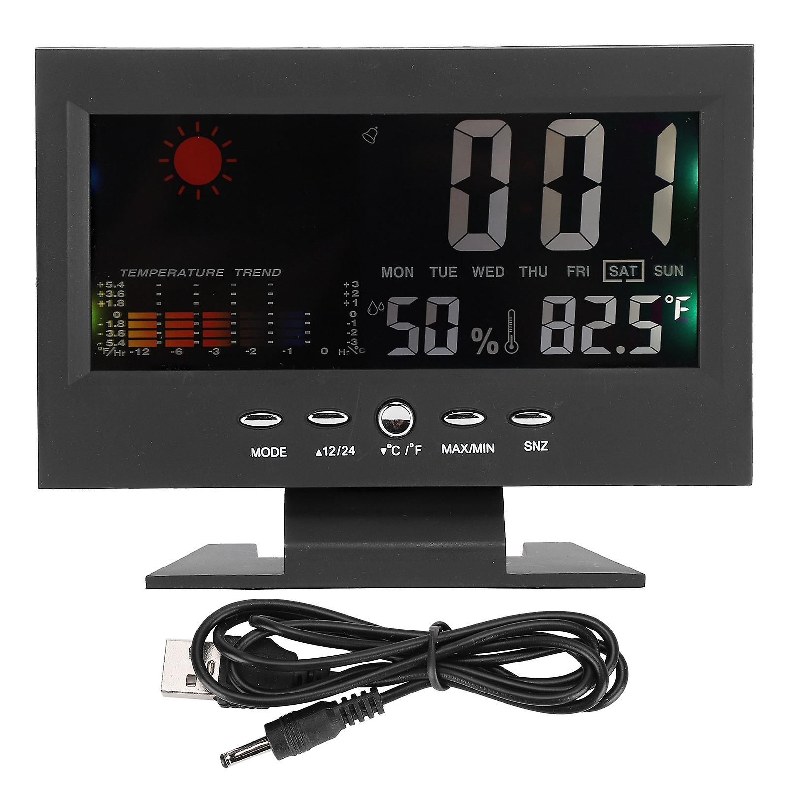 Multifunction Digital Thermometer Hygrometer - Weather Forecast, Clock, Calendar Display