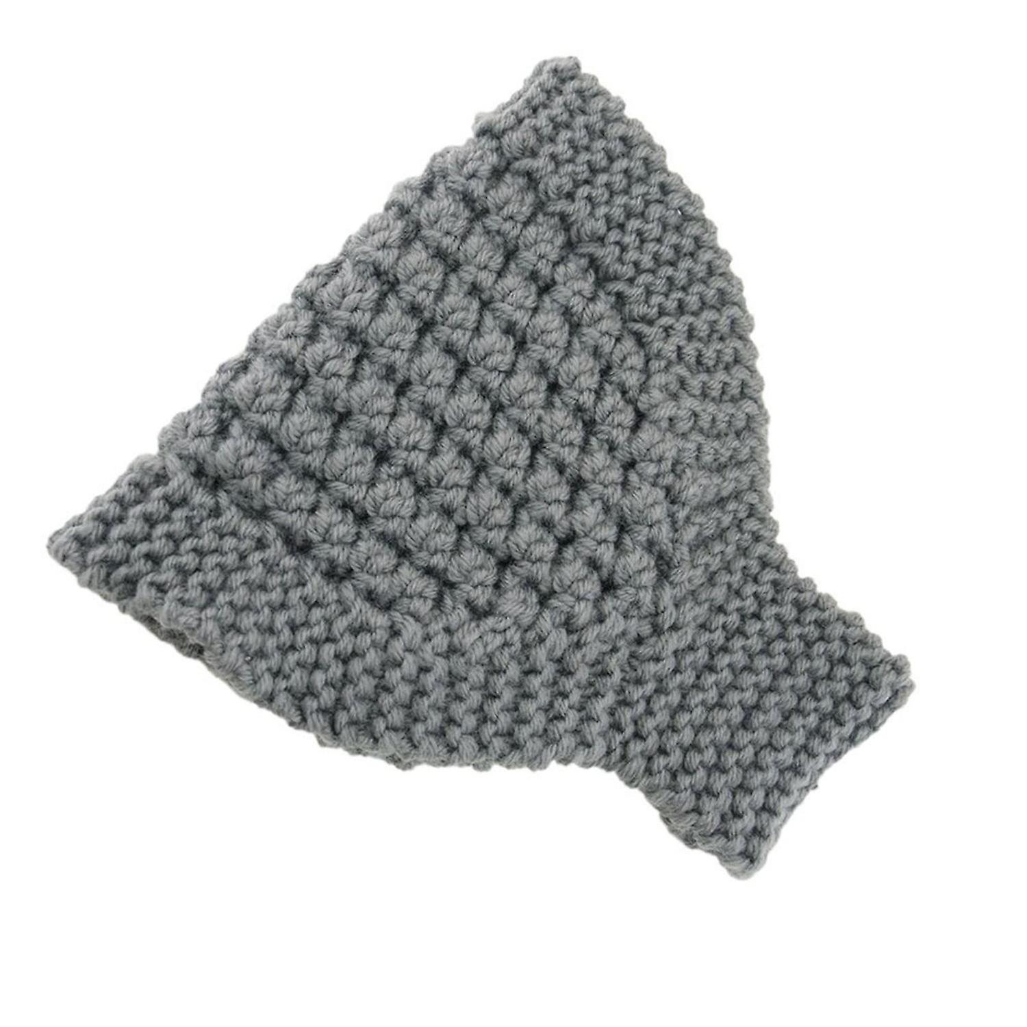 Knitted Hat Handmade Empty Top Stretchy Soft Cozy Ears Protection Solid Color Autumn Winter Women