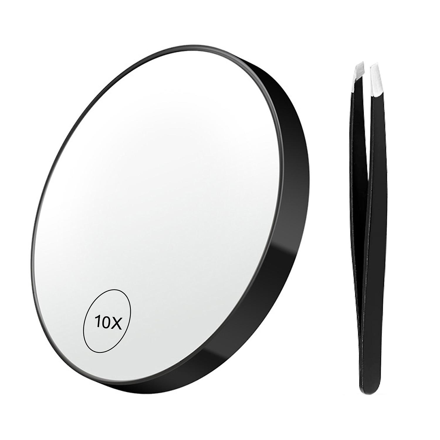 1 Set 20/10X Magnifying Mirror with Suction Cup And Tweezer Clear Round Small Makeup Shaving Mirror
