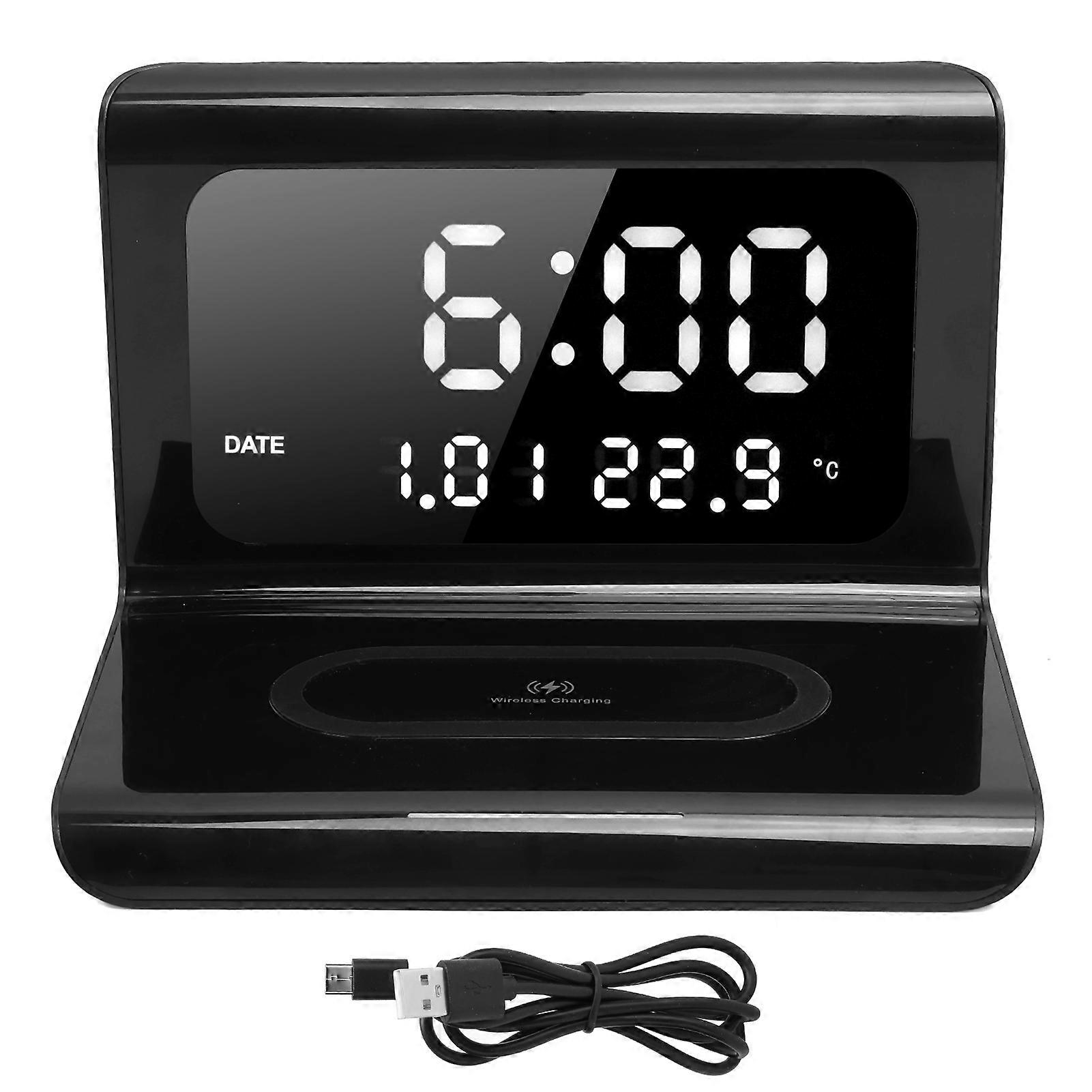 Multifunctional Electronic Clock with Calendar and Wireless Phone Charger Automatic Matching Adjustable Display