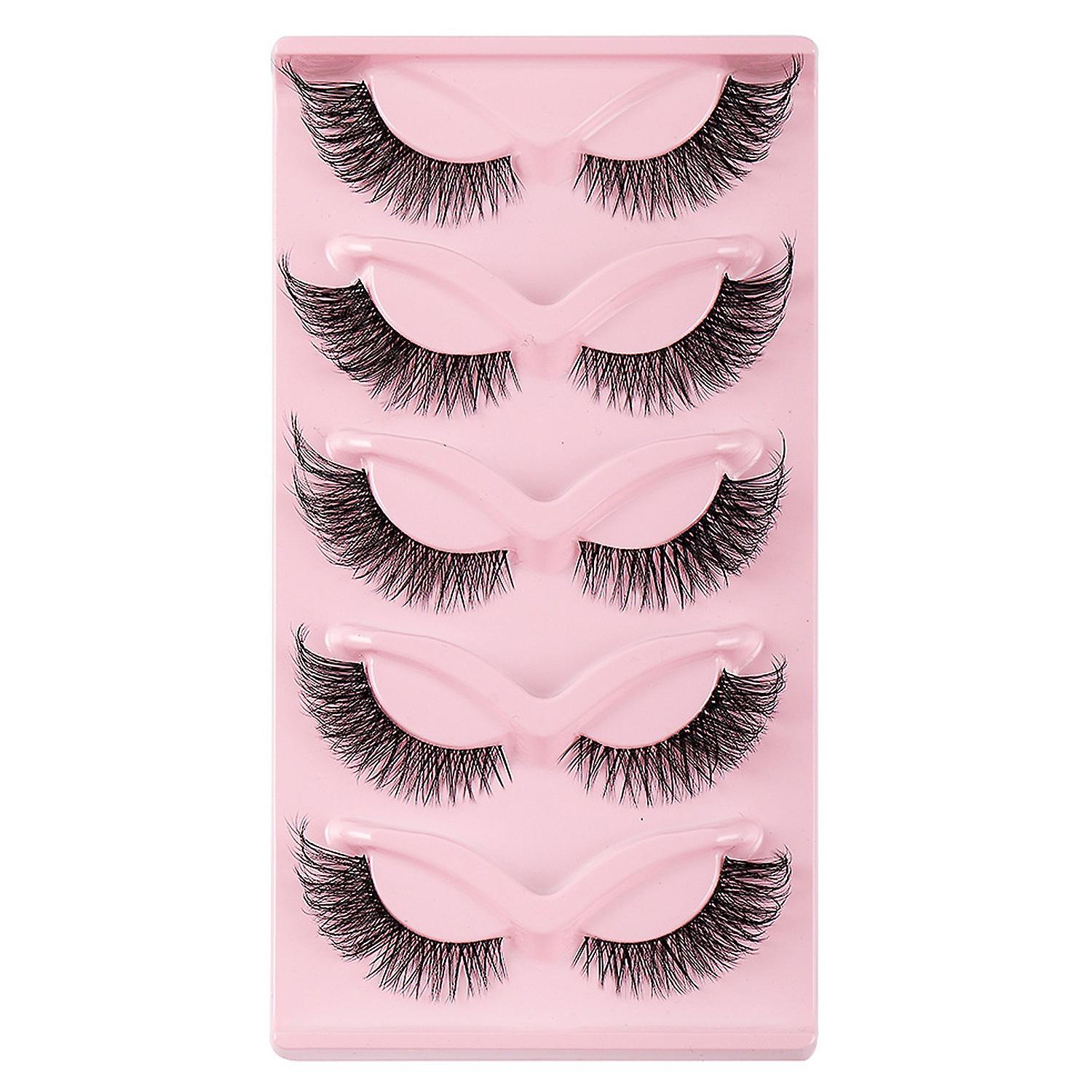 5 Pairs Cat Eye Lashes Natural 3D Effect Easy to Use Charming Dense Curly Simulated Makeup Fake