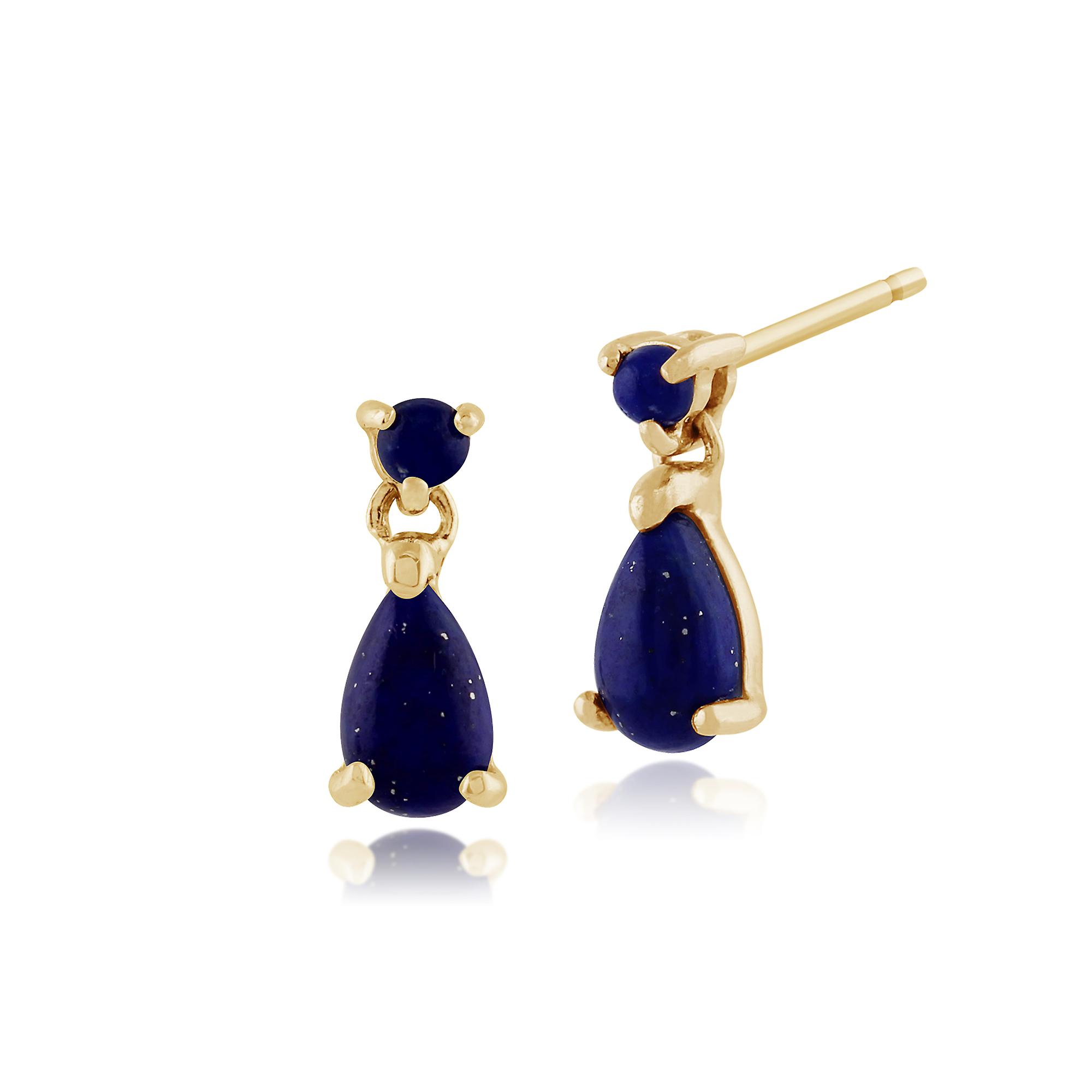 Classic Pear Lapis Lazuli Drop Earrings in 9ct Yellow Gold 135E1179029