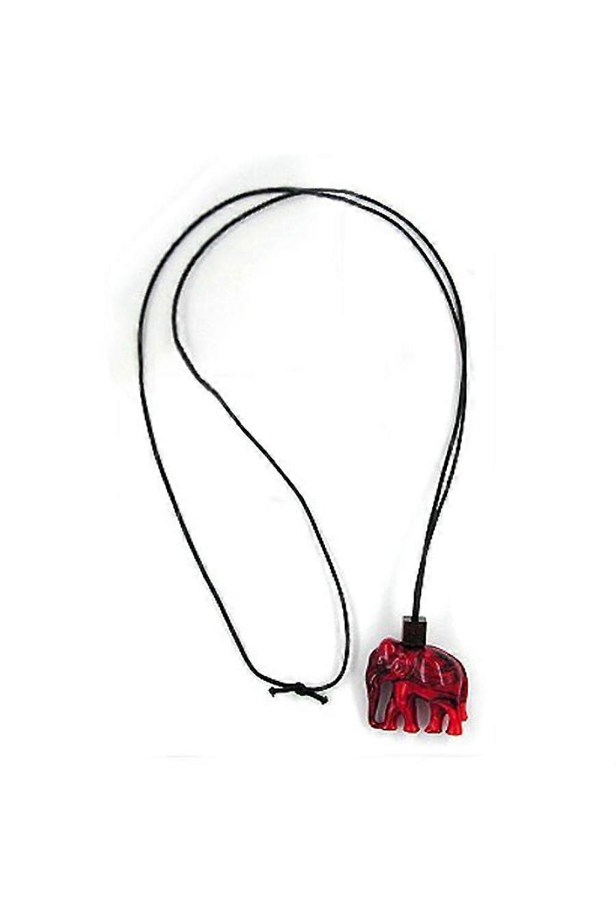 Necklace Elephant Pendant Red/ Brown Marbled - Gl01400