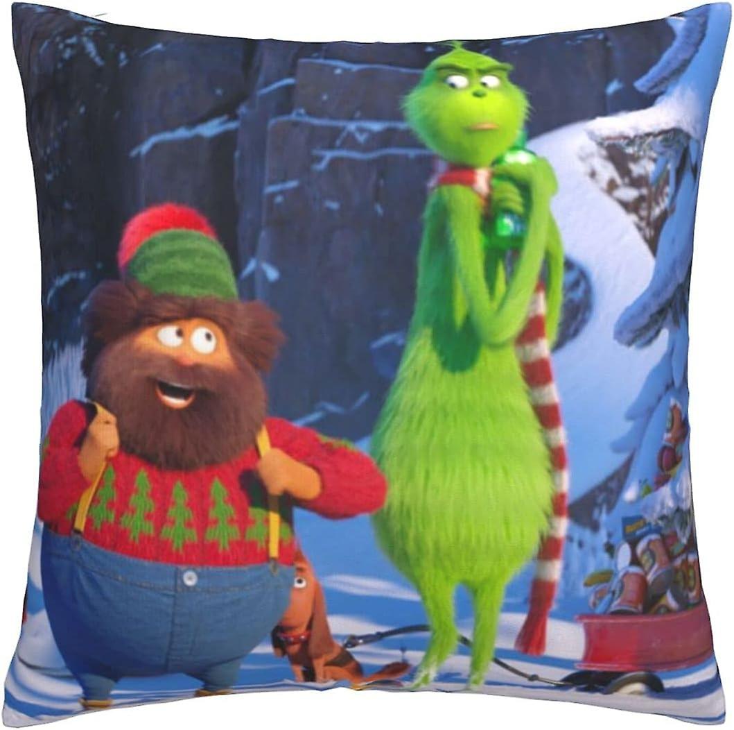 The Grinch Soft Cushion Covers 45 X 45 Cm Square Throw Pillowcases Comfy Decorative Throw Pillow Cases Luxury Pillow Cover For Sofa Bedroom With Invis