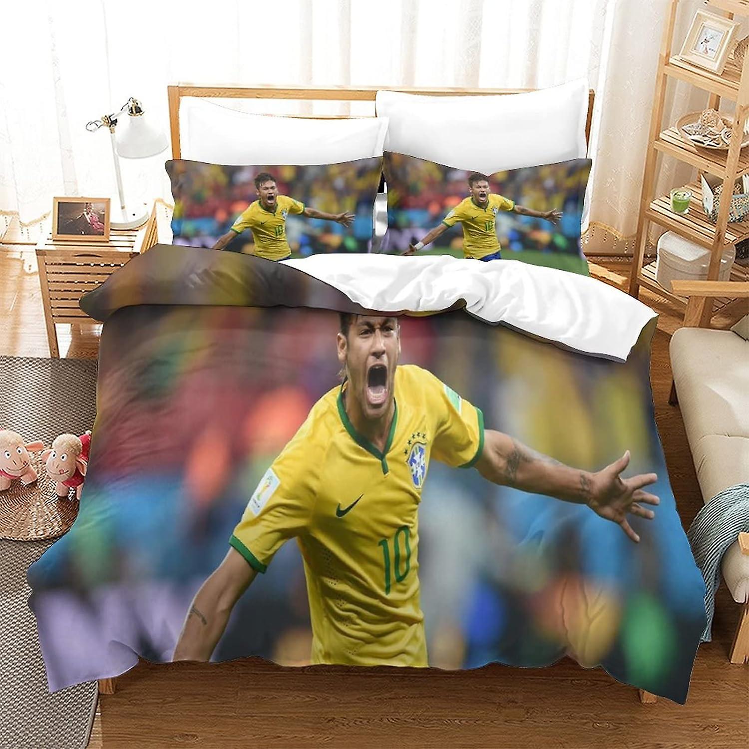 KNITII World Cup 3D Print Dynebetræk Sæt Single Print Dynesengetøj Sæt Sengetøj Sæt Soft Fodboldstjerne Neymar Lionel Messi Letvægts Microfiber Qui