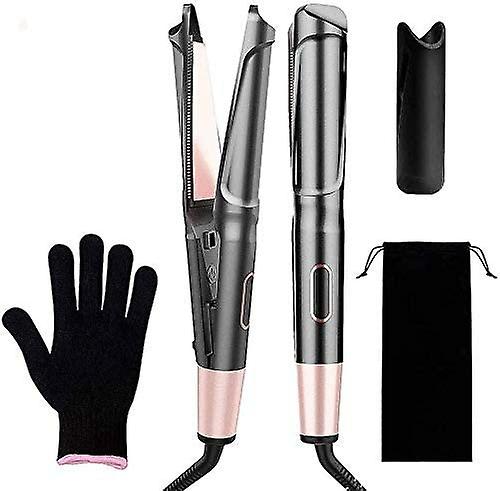 2-In-1 Far-infrared Hair Straightener & Curler With Lcd Display, Ptc Heating, Anti-scalding, One-button Lock