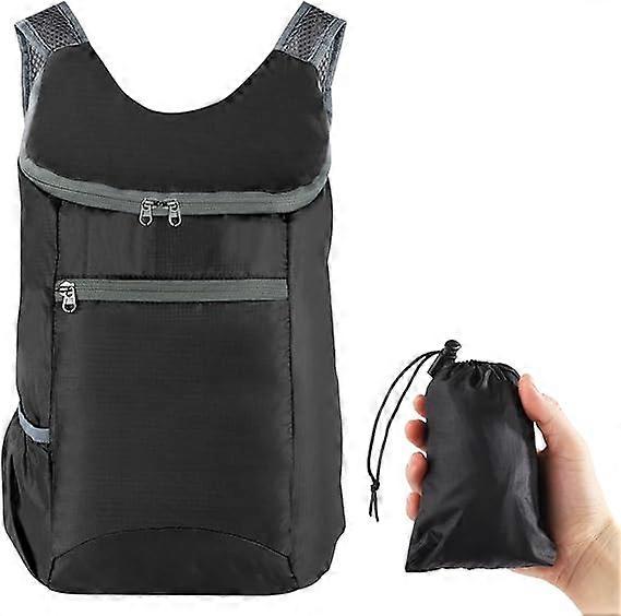 Ultra light folding backpack (black), small waterproof backpack, fold
