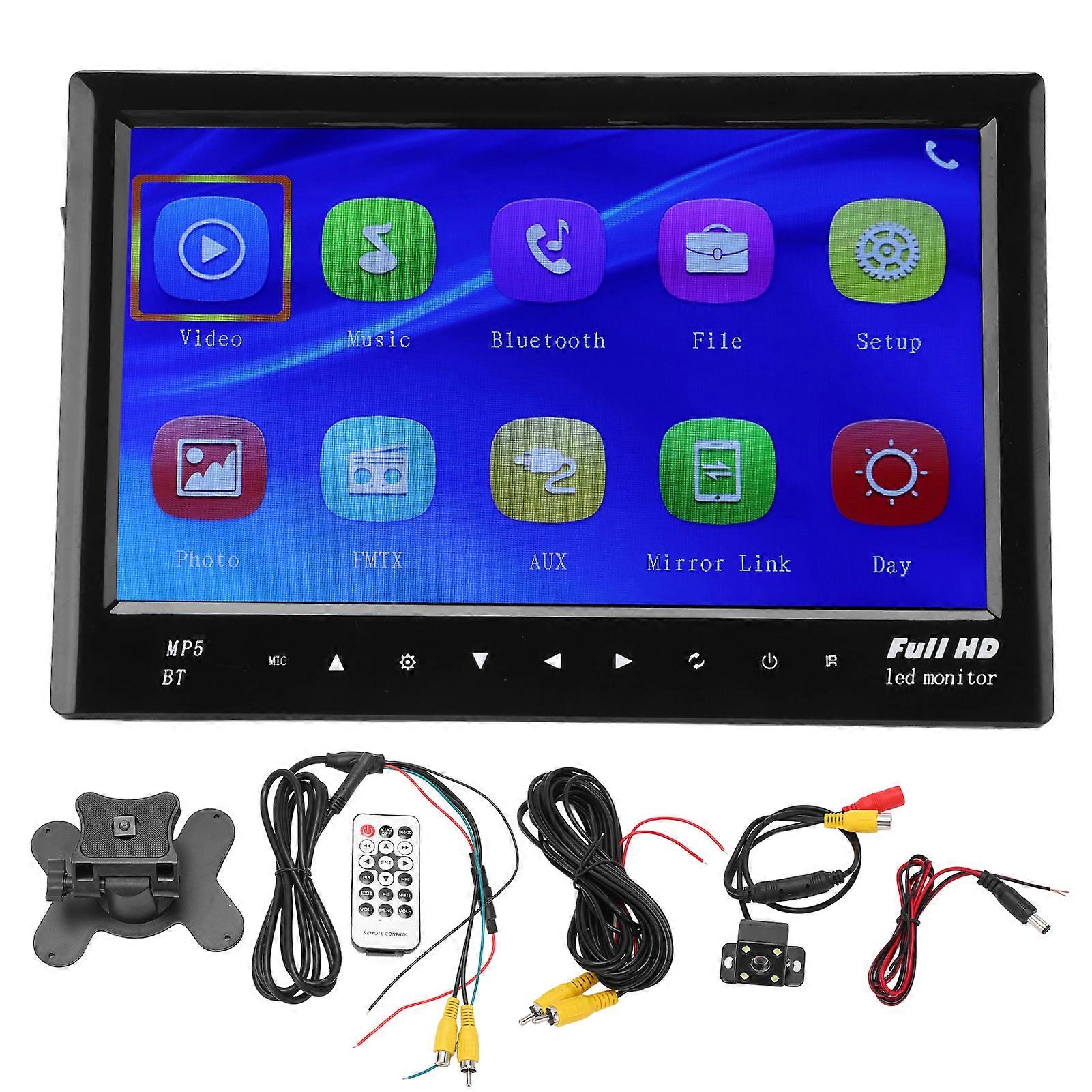 7in TFT Backup Rear View Monitor AV 2 Way Reversing Display Bluetooth Touch Button Night Vision 120 Wide Angle for CarWith Camera E2U512