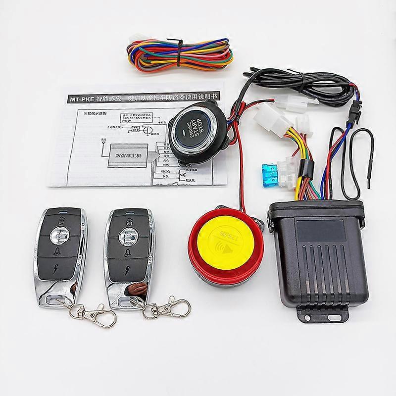 Motorcycle Alarm PKE Keyless Start System Remote Control Moto Lock Engine Button Start One Key Ignition Anti-Theft Warning~10488
